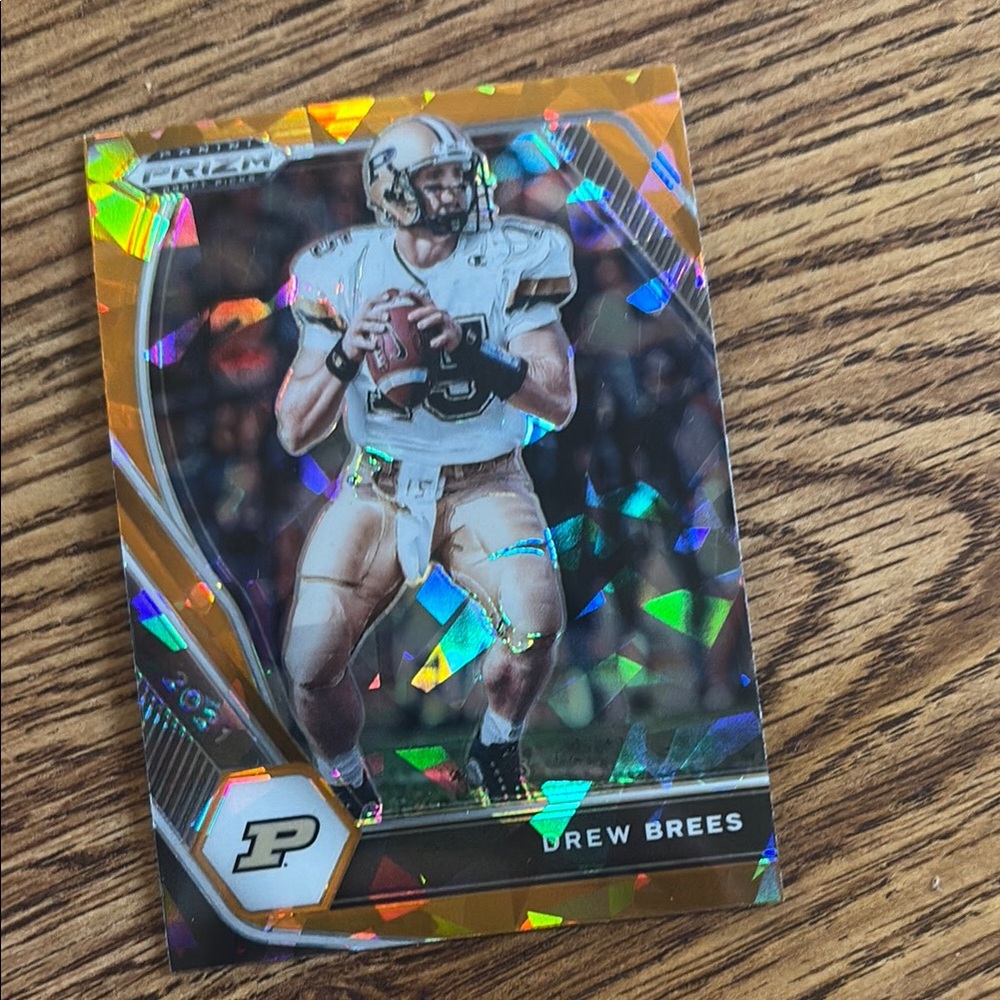 DREW BREES 2021 Panini Prizm Draft Picks Gold Cracked Ice Purdue Boilermakers